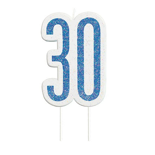 Wax Age 30 Candle - Blue The Ultimate Balloon And Party Shop Cheltenham & Gloucester Balloons & Fancy Dress 