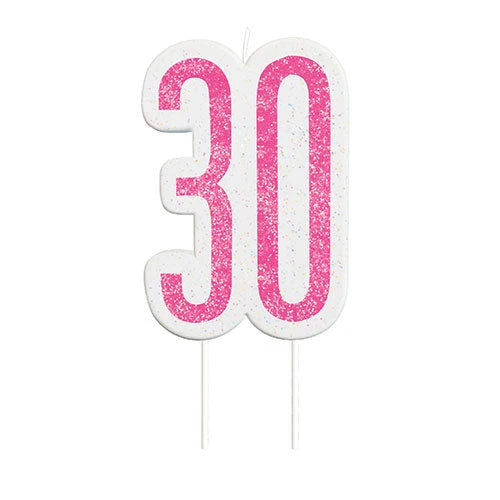 Wax Age 30 Candle - Pink The Ultimate Balloon And Party Shop Cheltenham & Gloucester Balloons & Fancy Dress 