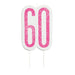 Wax Age 60 Candle - Pink The Ultimate Balloon And Party Shop Cheltenham & Gloucester Balloons & Fancy Dress 
