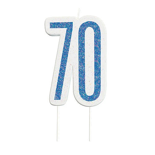 Wax Age 70 Candle - Blue The Ultimate Balloon And Party Shop Cheltenham & Gloucester Balloons & Fancy Dress 