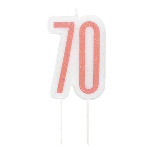 Wax Age 70 Candle - Rose Gold The Ultimate Balloon And Party Shop Cheltenham & Gloucester Balloons & Fancy Dress 