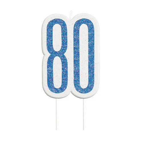 Wax Age 80 Candle - Blue The Ultimate Balloon And Party Shop Cheltenham & Gloucester Balloons & Fancy Dress 