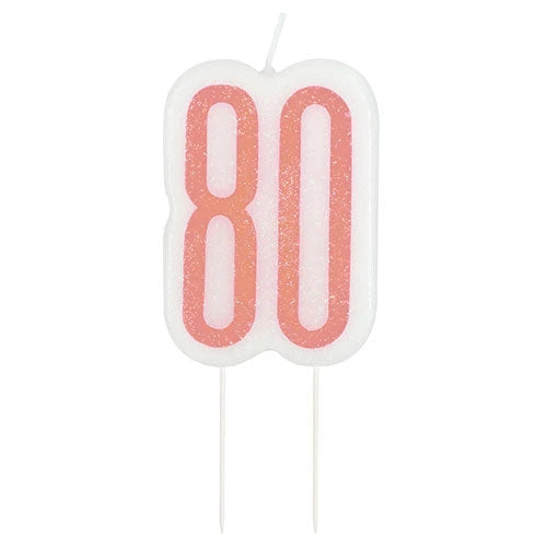 Wax Age 80 Candle - Rose Gold The Ultimate Balloon And Party Shop Cheltenham & Gloucester Balloons & Fancy Dress 