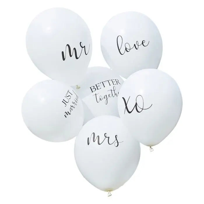 Wedding bundle White Printed Balloons (6 Pack) The Ultimate Balloon And Party Shop Cheltenham & Gloucester Balloons & Fancy Dress 