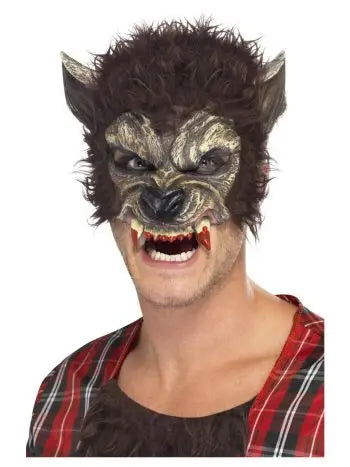 Werewolf Half Mask (Brown) The Ultimate Balloon And Party Shop Cheltenham & Gloucester Balloons & Fancy Dress 