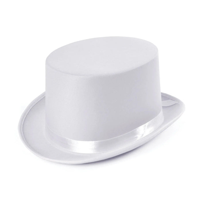 White Satin Top Hat The Ultimate Balloon And Party Shop Cheltenham & Gloucester Balloons & Fancy Dress 
