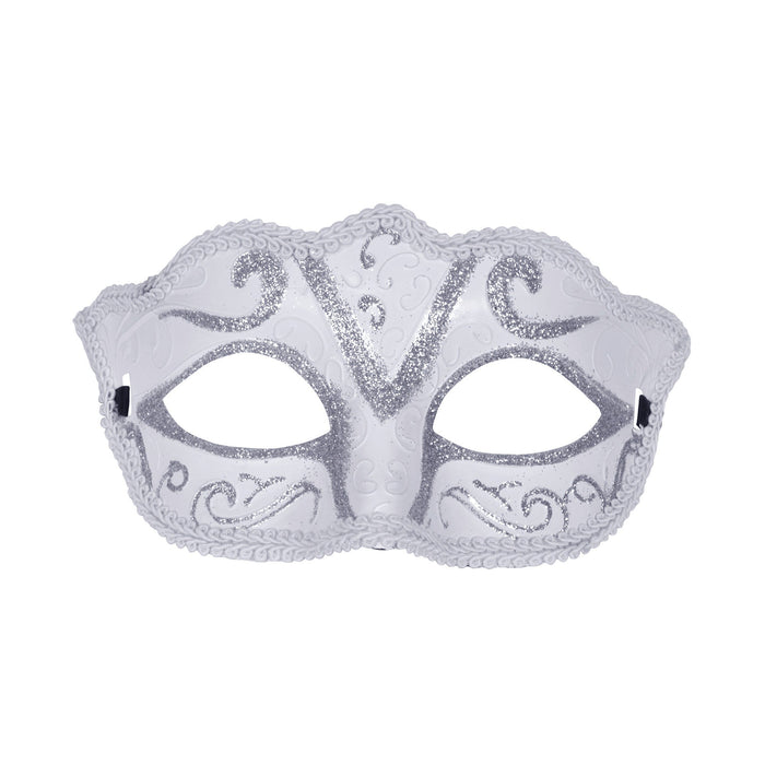White/Silver Glitter Eyemask The Ultimate Balloon And Party Shop Cheltenham & Gloucester Balloons & Fancy Dress 