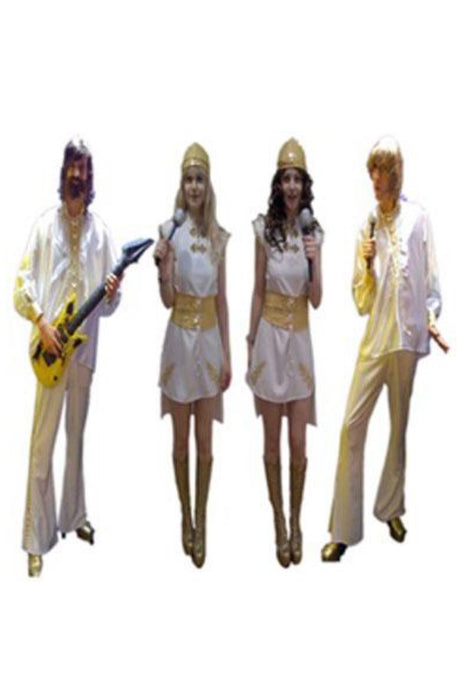 1970s Abba White Dress Hire Costume - The Ultimate Balloon & Party Shop