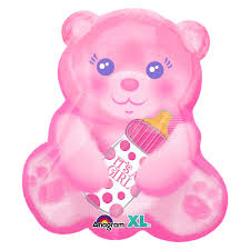 16" Foil It's A Girl Bear Jr Shape Balloon - The Ultimate Balloon & Party Shop