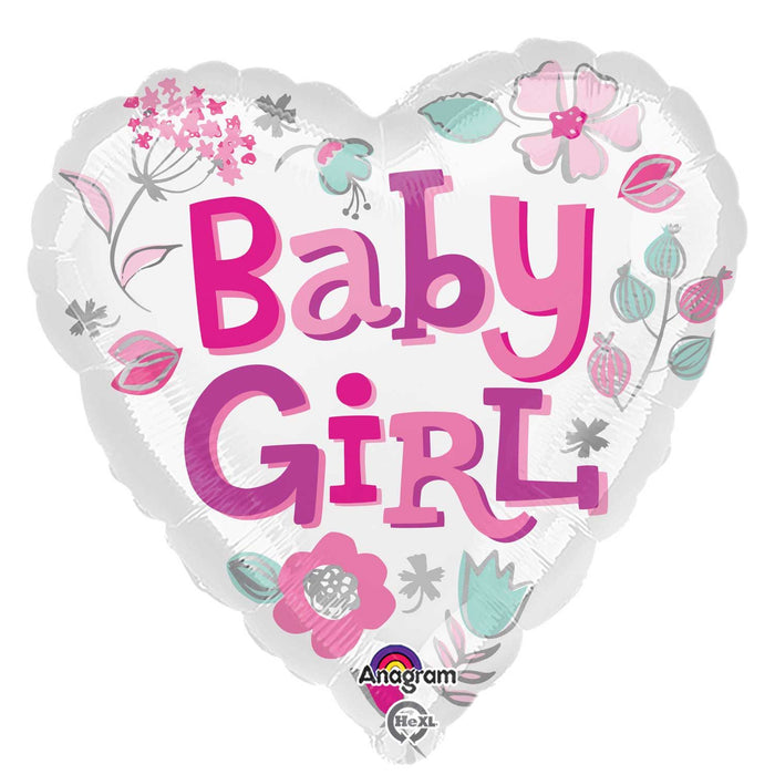 18" Foil Baby Girl Heart Balloon - The Ultimate Balloon & Party Shop