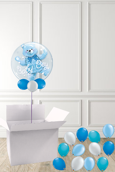 Welcome Baby Boy Bubble in a Box delivered Nationwide - The Ultimate Balloon & Party Shop