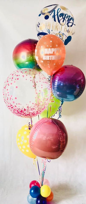 Deluxe bubblicous and orbz birthday display - pink top - The Ultimate Balloon & Party Shop