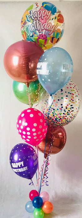 Deluxe bubblicous and orbz birthday display - blue top - The Ultimate Balloon & Party Shop