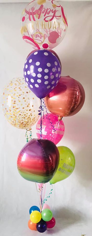 Deluxe bubblicous and orbz birthday display - pink top - The Ultimate Balloon & Party Shop