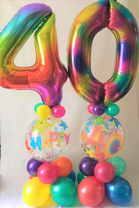 Giant number on bubble pillar multi colours - The Ultimate Balloon & Party Shop