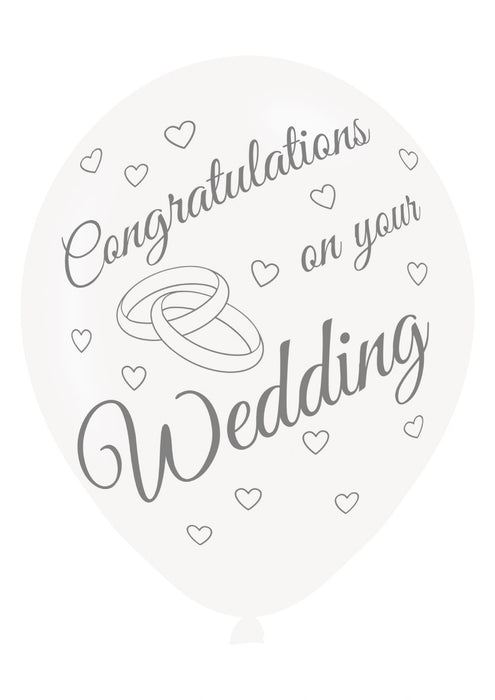 Congrats On Wedding Printed Balloons 6 Pack - The Ultimate Balloon & Party Shop