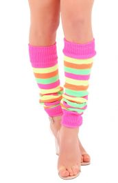 Legwarmers multi coloured neon stripes - The Ultimate Balloon & Party Shop