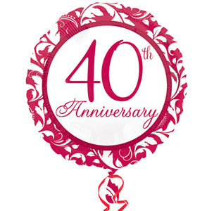 18" Foil 40th Ruby Wedding Anniversary Balloon - The Ultimate Balloon & Party Shop