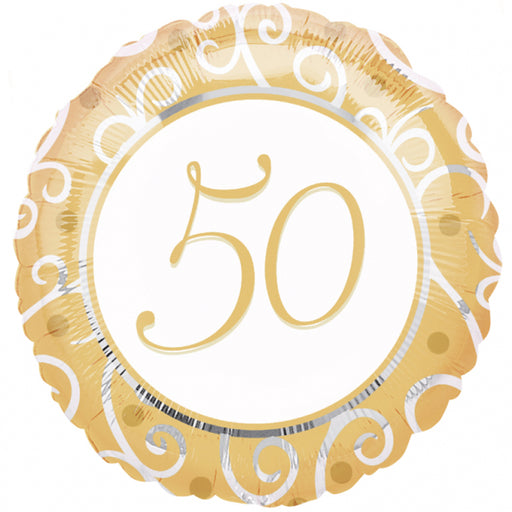 18" Foil 50th Golden Wedding Anniversary Balloon - The Ultimate Balloon & Party Shop