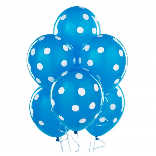 Blue Spotty Balloons 6 Pack - The Ultimate Balloon & Party Shop