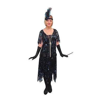 1920s Flapper Dress Hire Costume Black Sequins The Ultimate Balloon And Party Shop