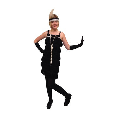 1920s Flapper Fringe Dress Hire Costume - Black - The Ultimate Balloon & Party Shop