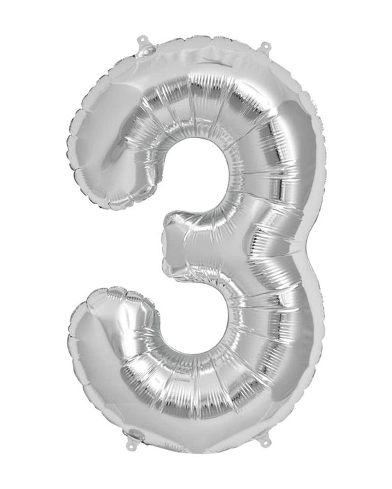 Number 3 Foil Balloon Silver - The Ultimate Balloon & Party Shop