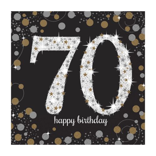 Age 70 Napkins - Black and Gold - The Ultimate Balloon & Party Shop