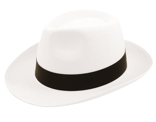 Gangster Felt Trilby Hat - White