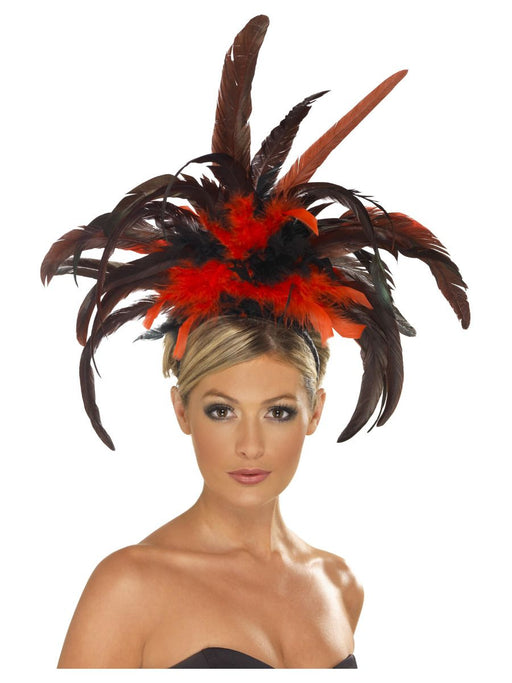 Burlesque Feather Headband - Red/Black