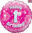 18" Foil 1st Birthday Girls Balloon - Pink Glitz