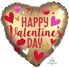 Valentines Day Heart Foil Balloon - Gold Satin