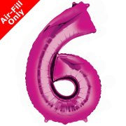 Mini Air Fill Number 6 Foil Balloon - Pink