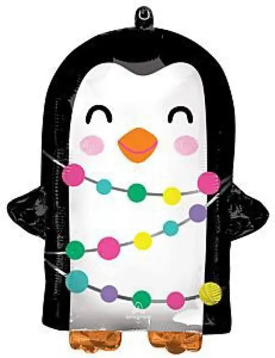 Foil Christmas Balloon - Penguin Lights The Ultimate Balloon And Party Shop Cheltenham & Gloucester Balloons & Fancy Dress 