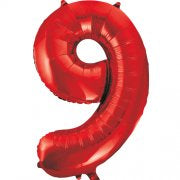 Number 9 Foil Balloon Red