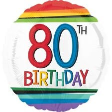 18" Foil Age 80 Balloon - Rainbow - The Ultimate Balloon & Party Shop