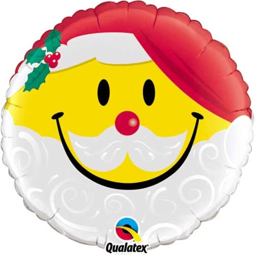 18" Foil Christmas Balloon - Santa Emoji - The Ultimate Balloon & Party Shop