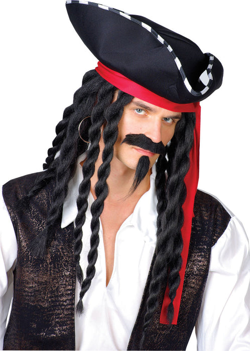 Buccaneer Pirate Wig & Hat Set