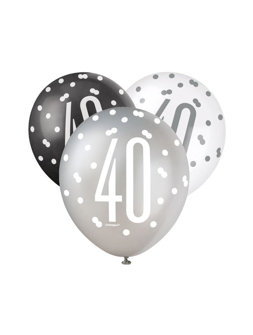 Age 40 Asst Birthday Balloons (6pk)