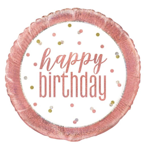 18" Foil Happy Birthday  - Rose Gold Sparkle - The Ultimate Balloon & Party Shop