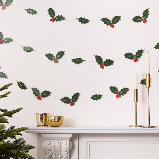 Christmas Holly and Berries Garland