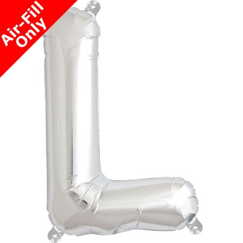 Mini Air Fill  Letter 'L' Foil Balloon - Silver - The Ultimate Balloon & Party Shop