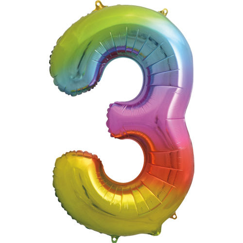 Number 3 Foil Balloon Rainbow - The Ultimate Balloon & Party Shop