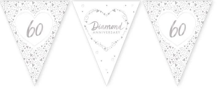 60th Anniversary Silver Foil Paper Bunting