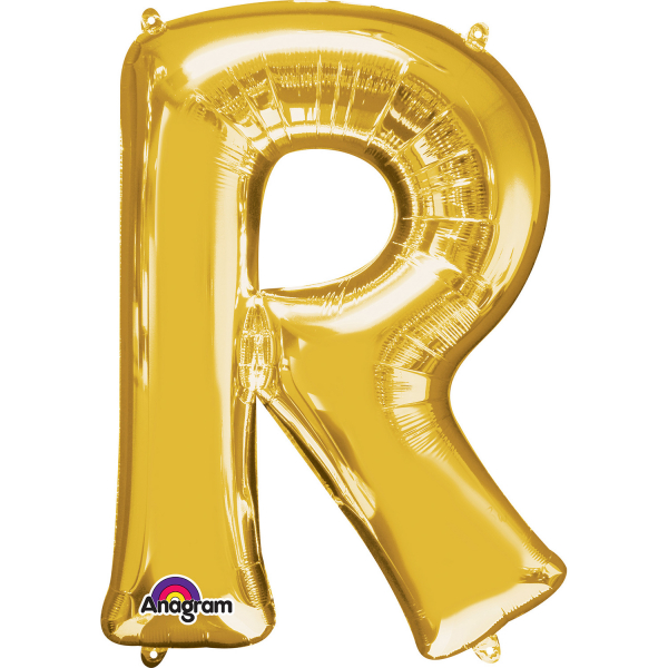 Mini Air Fill Letter 'R' Foil Balloon - Gold