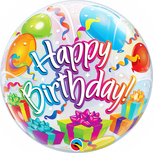 Qualatex Happy Birthday Bubble Balloon -  Birthday Surprise - The Ultimate Balloon & Party Shop
