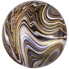 Orb Marble Foil Balloon - Black/Gold