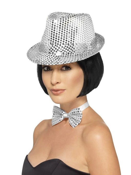 Sequin Trilby Hat - Silver