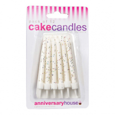Glitter Candles with plastic holders - white