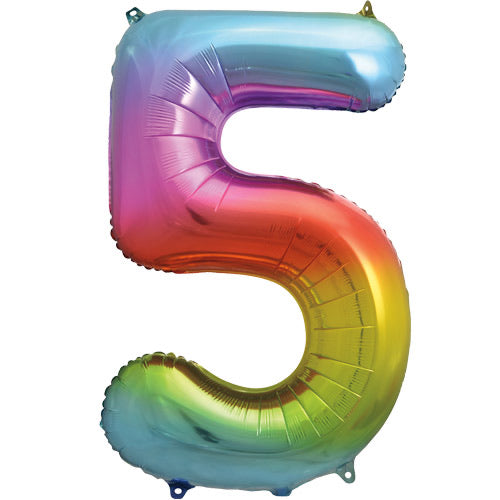 Number 5 Foil Balloon Rainbow - The Ultimate Balloon & Party Shop